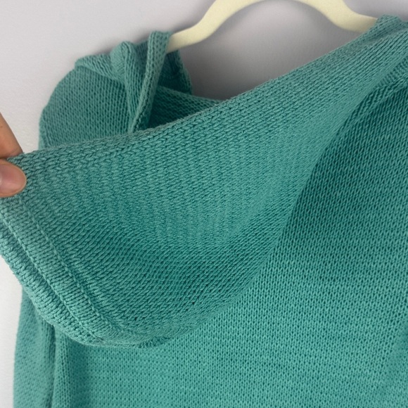 J. Jill Beachy Resort Wear Cotton Blend Teal Short Sleeve Medium Knit Hoodie - Picture 10 of 11
